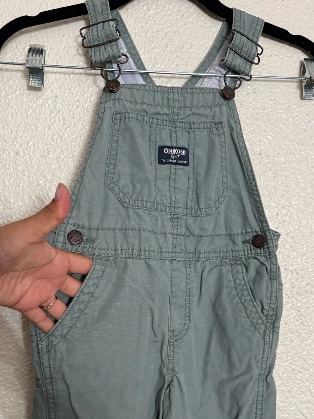 OshKosh B'gosh Sage Green Toddler Overalls 4T size